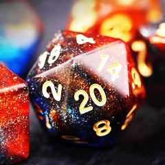 7pcs Set Dark & Orange Starry Sky Dice Table Games Dice Set