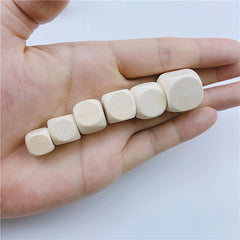 10pcs D6 6 Sided Blank Wood Dice For Party Family Printing Engraving DIY Games
