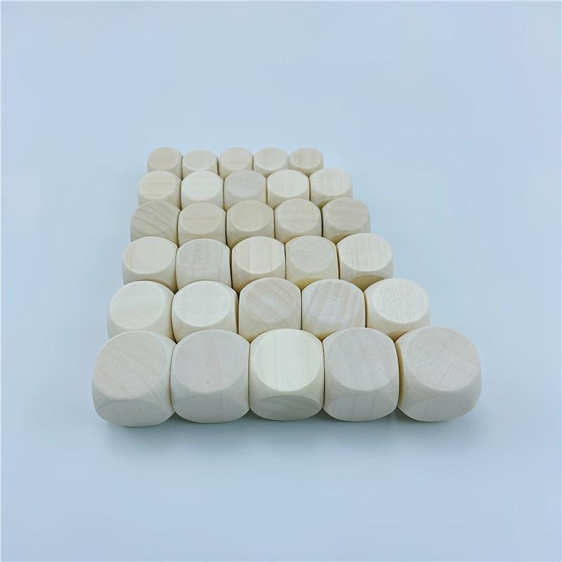 10pcs D6 6 Sided Blank Wood Dice For Party Family Printing Engraving DIY Games