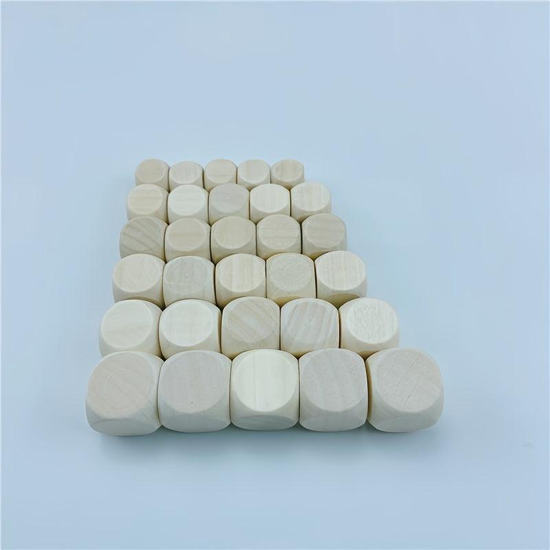 10pcs D6 6 Sided Blank Wood Dice For Party Family Printing Engraving DIY Games