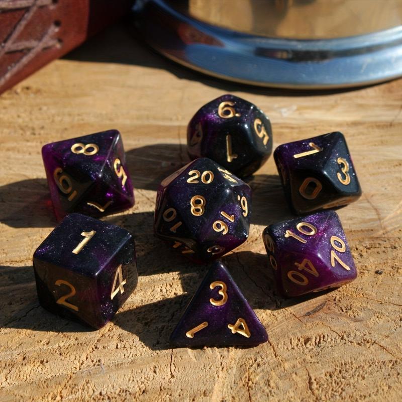 7pcs Set Purple Starry Sky Dice Table Games RPG Dice Set Party