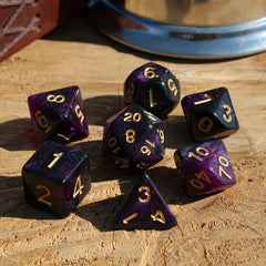 7pcs Set Purple Starry Sky Dice Table Games RPG Dice Set Party