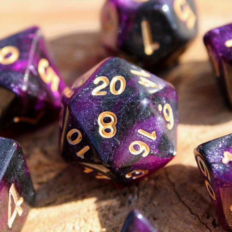 7pcs Set Purple Starry Sky Dice Table Games RPG Dice Set Party