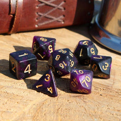 7pcs Set Purple Starry Sky Dice Table Games RPG Dice Set Party
