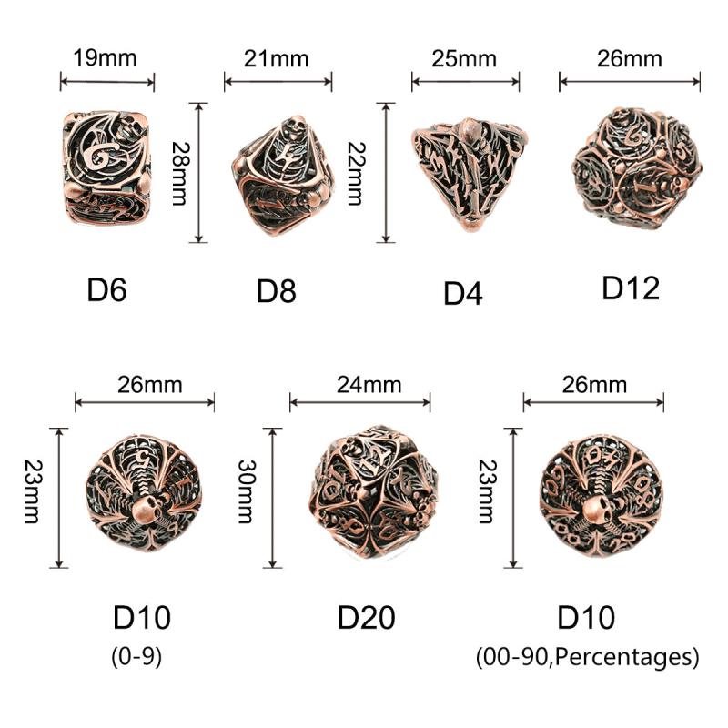 7pcs Copper Hollow Dice Set for COC Running Group TRPG
