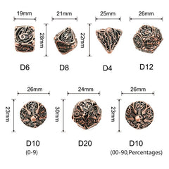 7pcs Copper Hollow Dice Set for COC Running Group TRPG