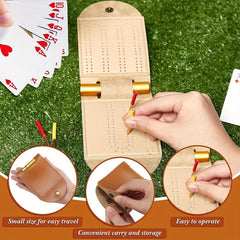 Portable Leather Cribbage Board Game Set - Travel Size