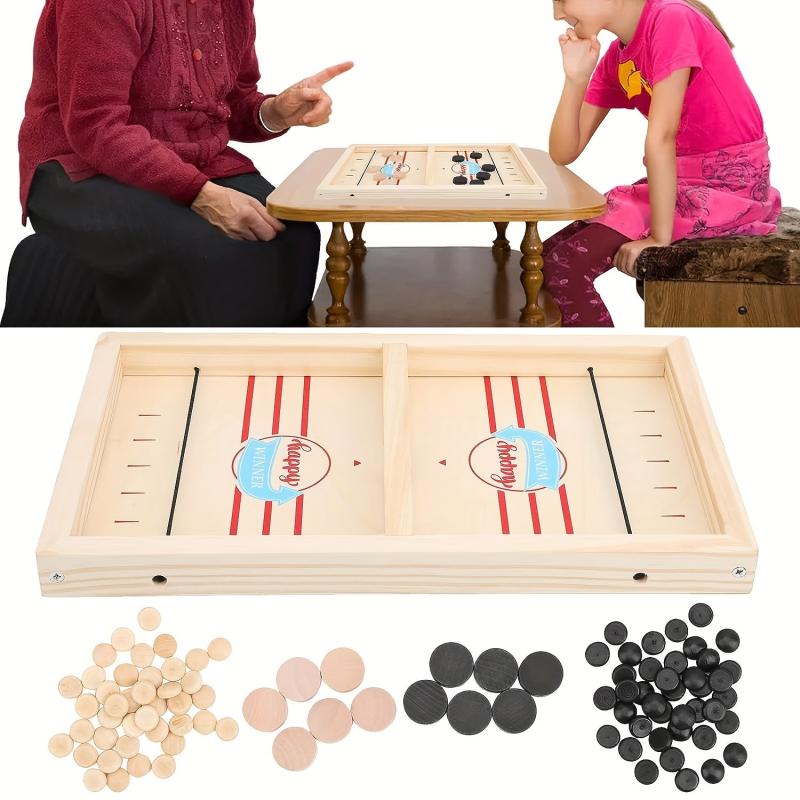 Wooden Desktop Hockey Game - Fun 2-in-1 Board Game for Kids