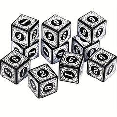 10pcs 16mm Retro Pattern Number Dice for Board Games