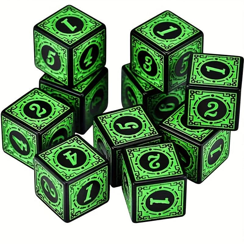10pcs 16mm Retro Pattern Number Dice for Board Games