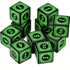 10pcs 16mm Retro Pattern Number Dice for Board Games
