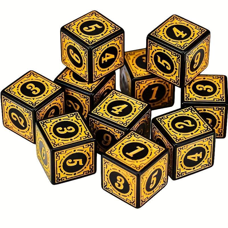 10pcs 16mm Retro Pattern Number Dice for Board Games