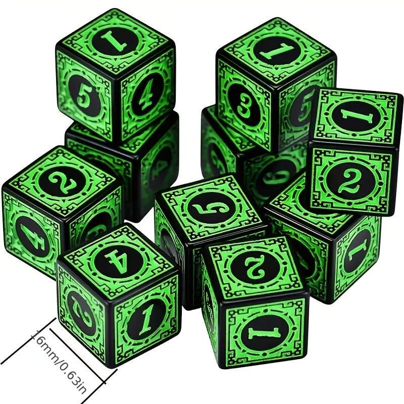 10pcs 16mm Retro Pattern Number Dice for Board Games