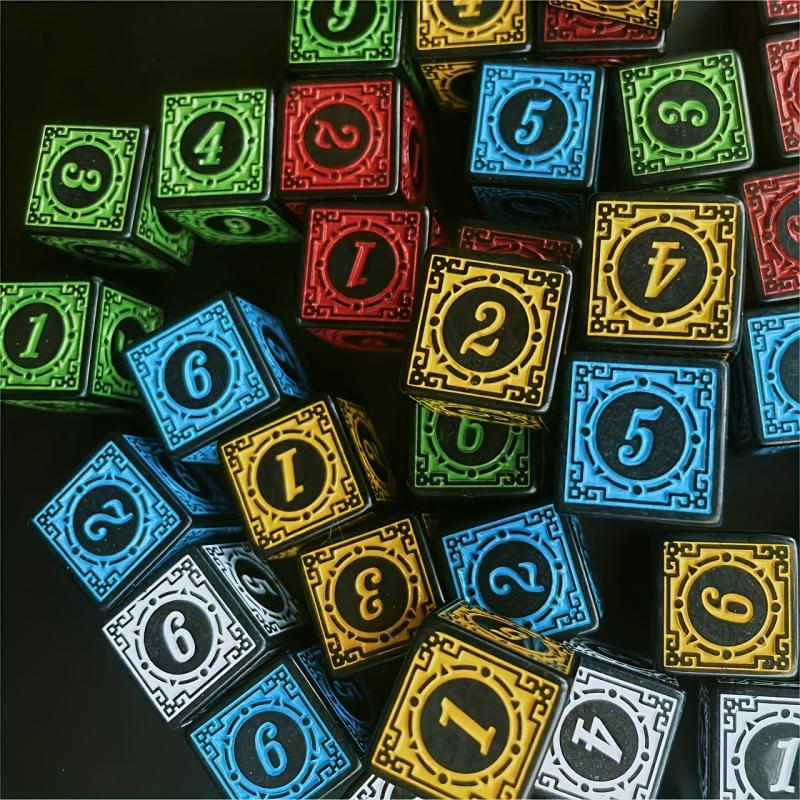 10pcs 16mm Retro Pattern Number Dice for Board Games