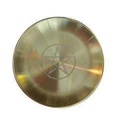 Tarot Meditation Ceremony Candlestick with Moon Pentagram and Energy Stone