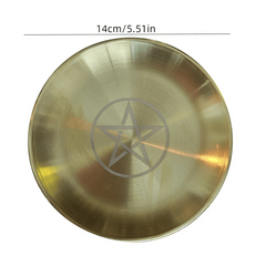 Tarot Meditation Ceremony Candlestick with Moon Pentagram and Energy Stone