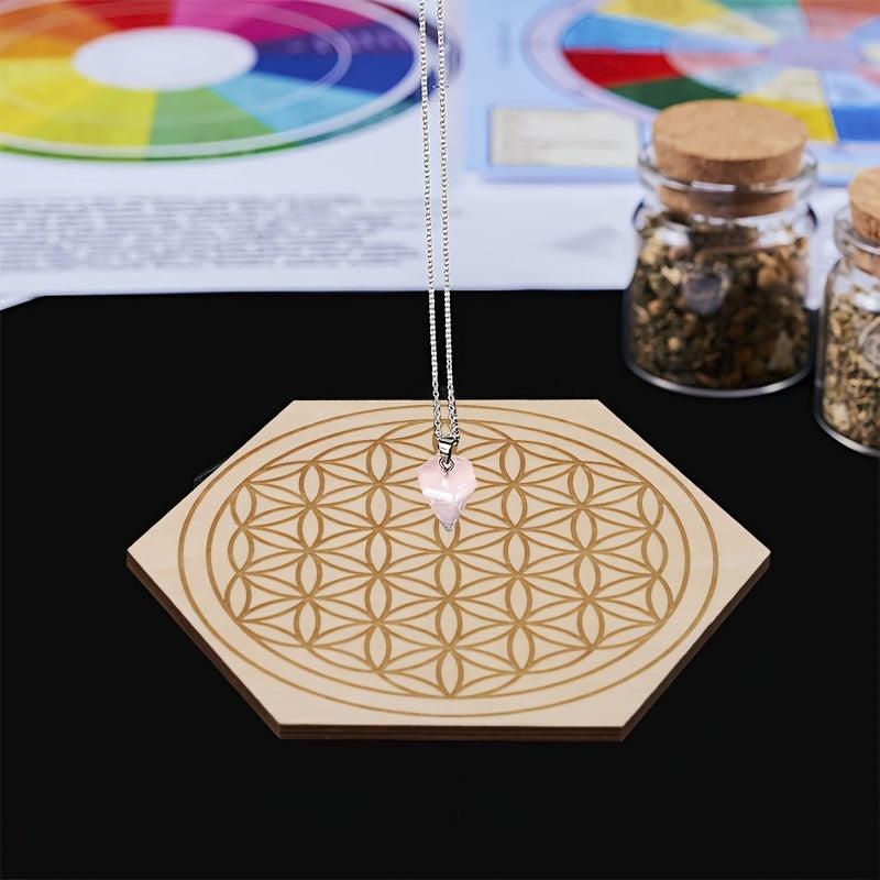 Hexagon Wooden Pendulum Board for Divination & Home Decor