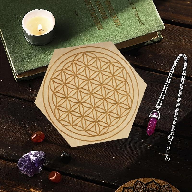 Hexagon Wooden Pendulum Board for Divination & Home Decor