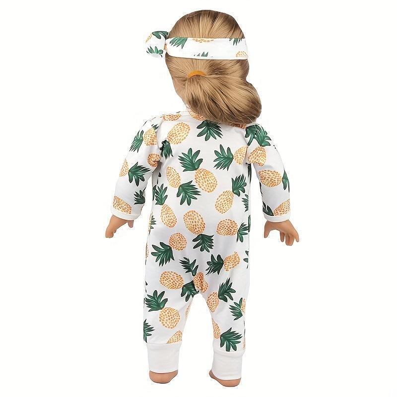 2pcs Doll Pineapple Pajamas and Headband Set for 43 Dolls