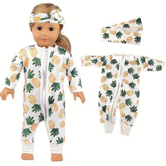 2pcs Doll Pineapple Pajamas and Headband Set for 43 Dolls