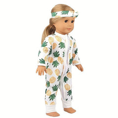 2pcs Doll Pineapple Pajamas and Headband Set for 43 Dolls
