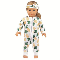 2pcs Doll Pineapple Pajamas and Headband Set for 43 Dolls