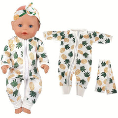 2pcs Doll Pineapple Pajamas and Headband Set for 43 Dolls