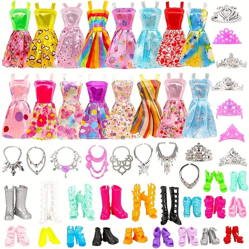 32-Piece Doll Clothes Set with Dresses, Shoes, Accessories