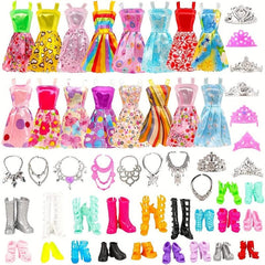 32-Piece Doll Clothes Set with Dresses, Shoes, Accessories