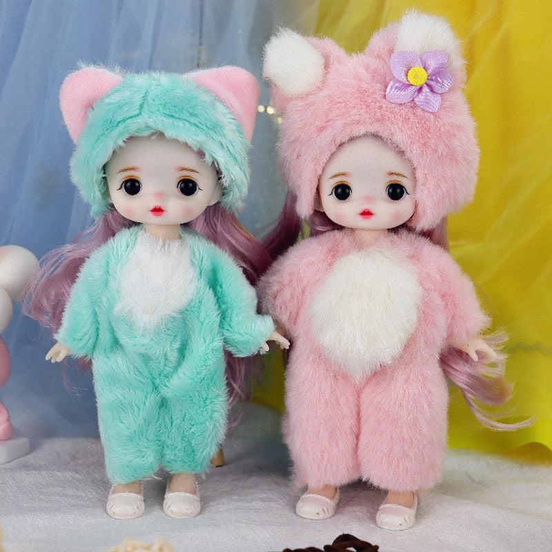 6 Inch Baby Dolls For Girls Long Hair Silicone Vinyl Full Body