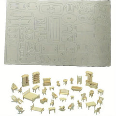 34 Piece Mini 3D Wooden Puzzle Set for 1 12 Dollhouse Furniture and Dolls