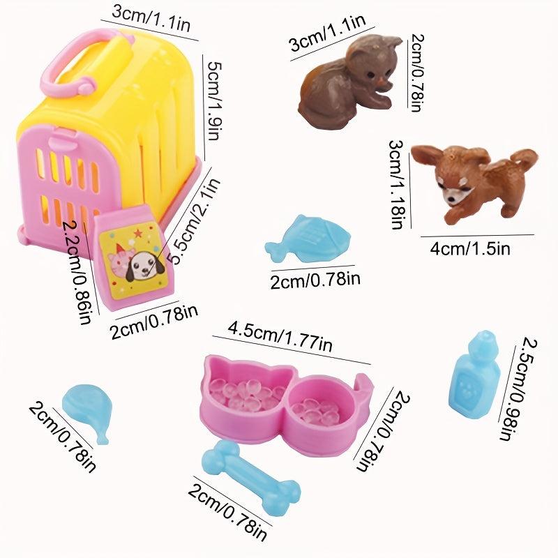 9 Pack Mini Doll Accessories Pet Dog House Cattery Play House Doll House