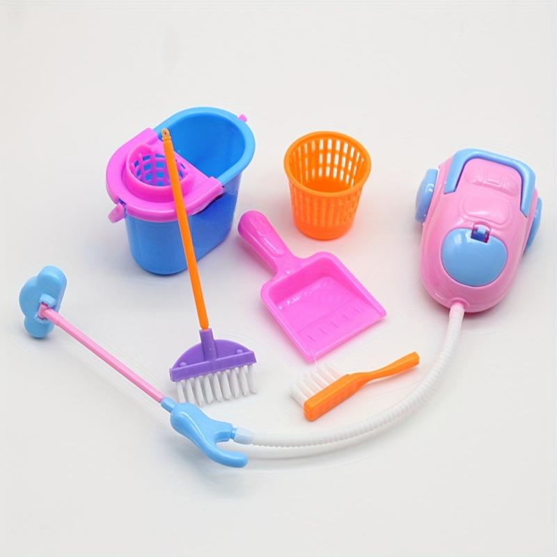 Mini Doll House Cleaning Set - Educational Puzzle for Kids
