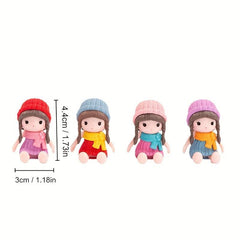 4pcs Mini Cartoon Girl Doll Figures Micro Landscape Decoration