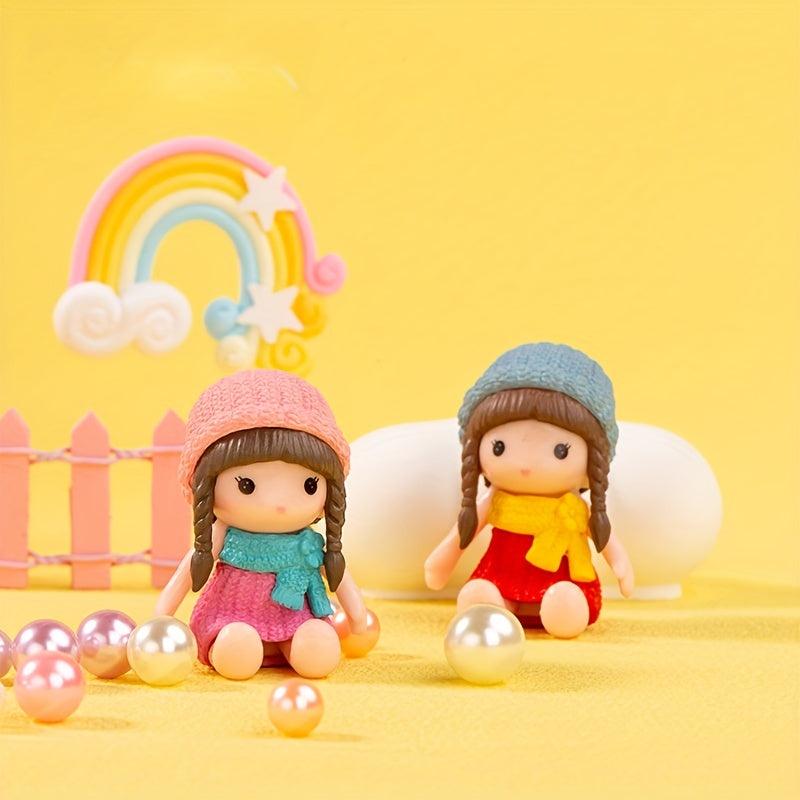 4pcs Mini Cartoon Girl Doll Figures Micro Landscape Decoration