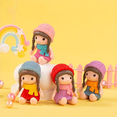 4pcs Mini Cartoon Girl Doll Figures Micro Landscape Decoration