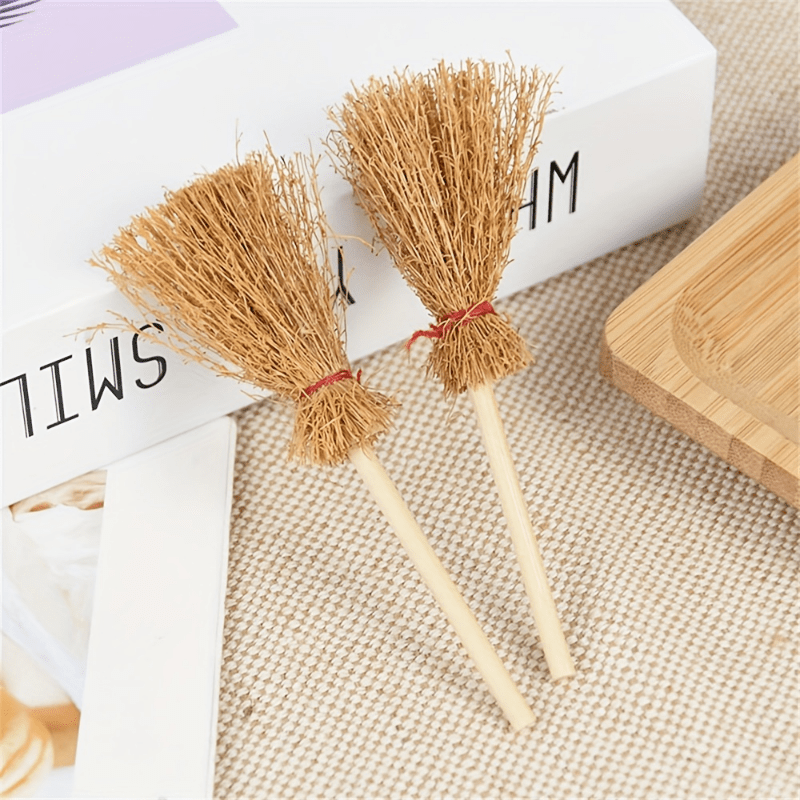 10pcs Mini Broom Witch Straw Broom Halloween Party Decorations