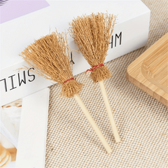 10pcs Mini Broom Witch Straw Broom Halloween Party Decorations