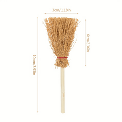 10pcs Mini Broom Witch Straw Broom Halloween Party Decorations
