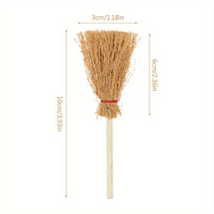 10pcs Mini Broom Witch Straw Broom Halloween Party Decorations