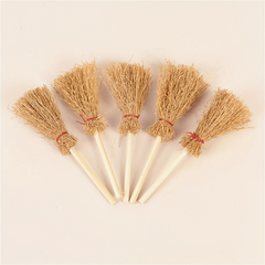 10pcs Mini Broom Witch Straw Broom Halloween Party Decorations