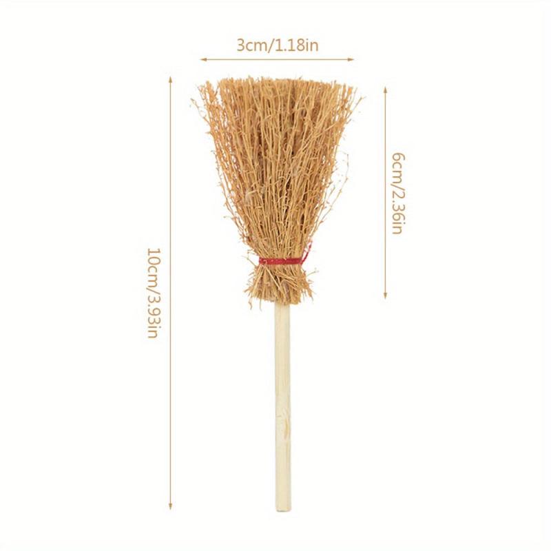 10pcs Mini Broom Witch Straw Broom Halloween Party Decorations