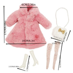 11 Inch Pink Doll Clothes Long Sweater Autumn Winter Style