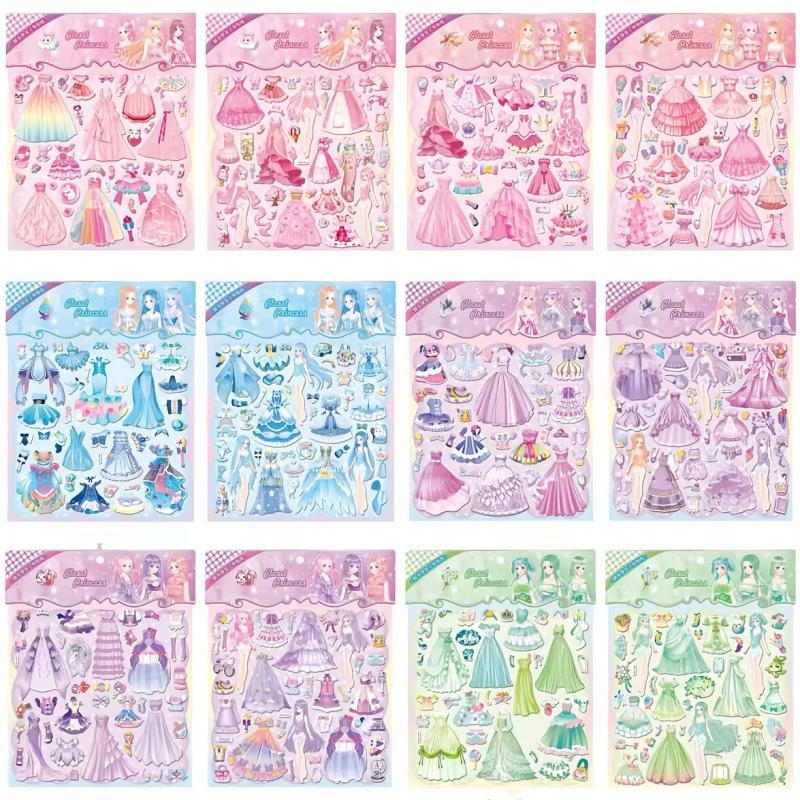 Dress Up Sticker Books Set 3D Stickers Puffy Stickers for Kids Random Pattern