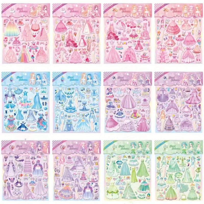 Dress Up Sticker Books Set 3D Stickers Puffy Stickers for Kids Random Pattern
