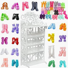 Doll Shoe Racks and 20 Pairs Shoes Set for 11.5 Inch Girl Doll
