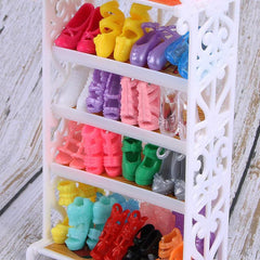 Doll Shoe Racks and 20 Pairs Shoes Set for 11.5 Inch Girl Doll