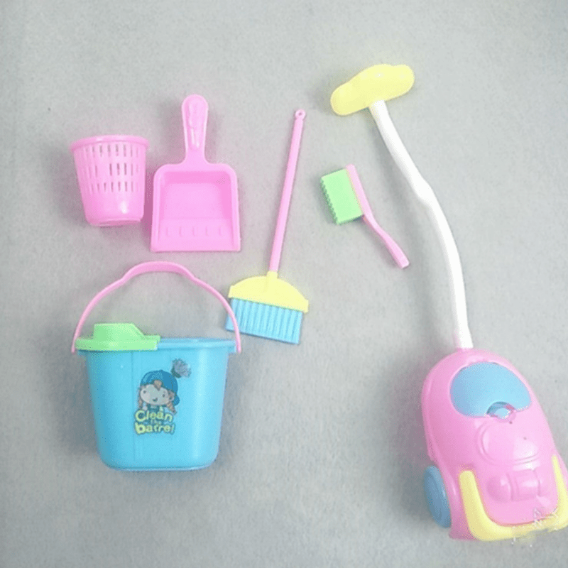 Princess Dollhouse Cleaning Kit 9pcs Mini Doll Accessories