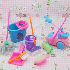 Princess Dollhouse Cleaning Kit 9pcs Mini Doll Accessories