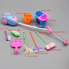 Princess Dollhouse Cleaning Kit 9pcs Mini Doll Accessories